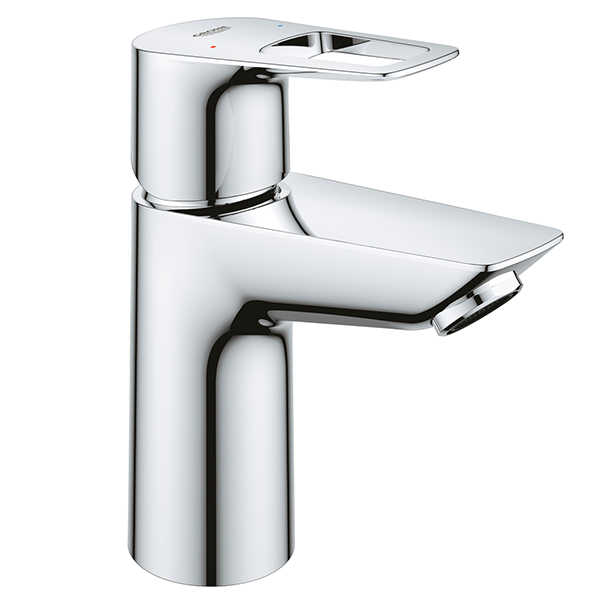 Смеситель для раковины GROHE BauLoop однорычажный, с ограничителем температуры, гладкий корпус, S-Size, хром (23337001)