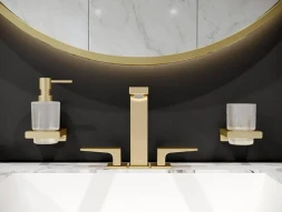 Дозатор жидкого мыла с держателем, полированное золото Hansgrohe AddStoris 41745990
