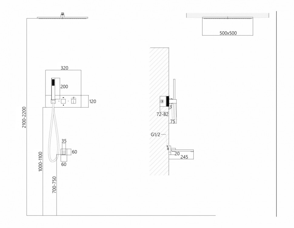 Душевая система ABBER Daheim AF8254W скрытого монтажа с изливом, термостат, белая матовая