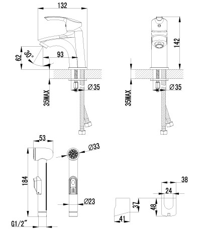 LM1116C плюс Страйк Смеситель для умывальника и биде, хром (к/к 8)