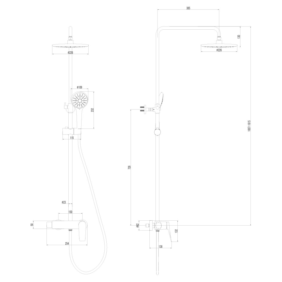 LM3760BL Смeситель для душа с лейкой Тропический дождь Bronx Lemark