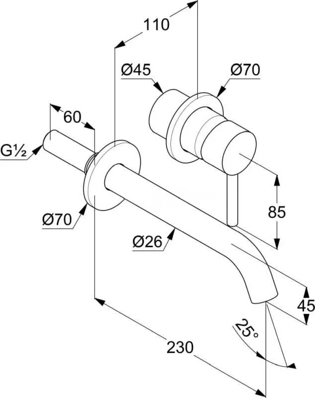 Смеситель для раковины, на 2 отверстия, хром Kludi Bozz 382450576