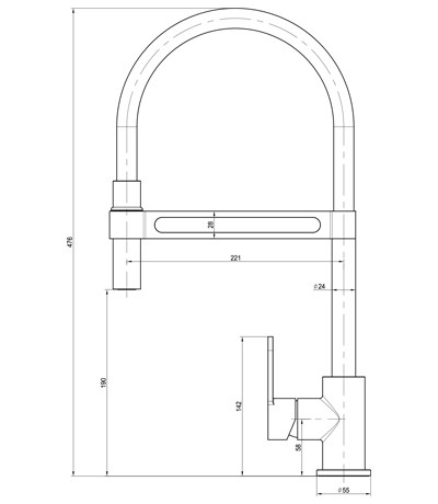 LM6006C Соул Смеситель для кухни с гибким изливом, хром