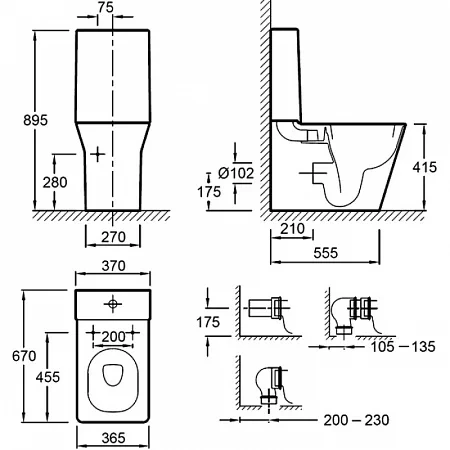 E4809-00 REVE Цельнолитой бачок на 3/6 л белый