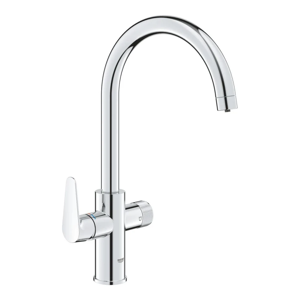 Смеситель кухонный GROHE Blue Pure BauCurve для подачи смешанной и фильтрованной воды c C-образным изливом; цвет Хром, (30580000)