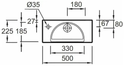 Раковина 50х22, левая, белая Jacob Delafon Odeon Rive Gauche EGO112-55-00
