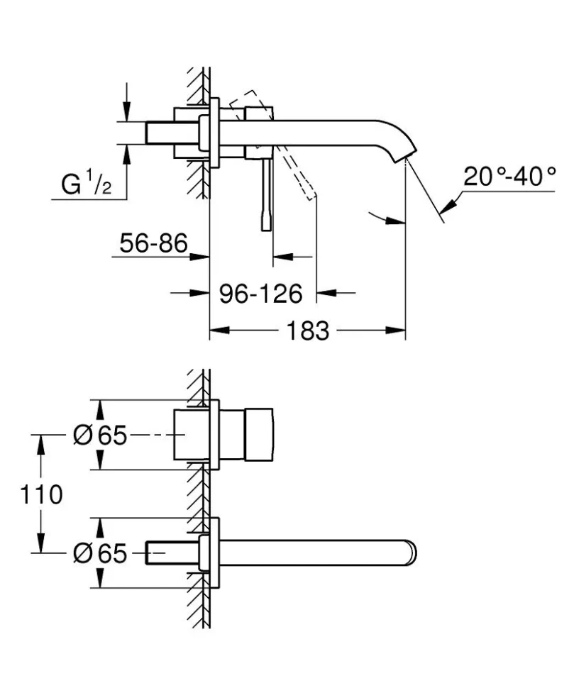 Смеситель для раковины, на 2 отверстия, холодный рассвет глянцевый Grohe Essence 29193GL1