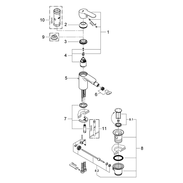Смеситель для биде стандартный GROHE EuroStyle Cosmopolitan 33565002