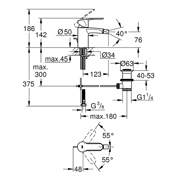 Смеситель для биде стандартный GROHE EuroStyle Cosmopolitan 33565002