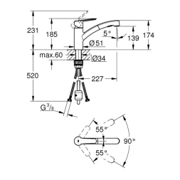 Смеситель однорычажный для мойки Grohe Start, DN 15 (303072431)
