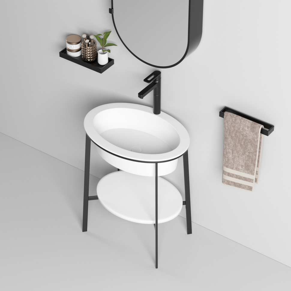 Консоль с керамической раковиной ABBER Bequem AC2131MW белый матовый