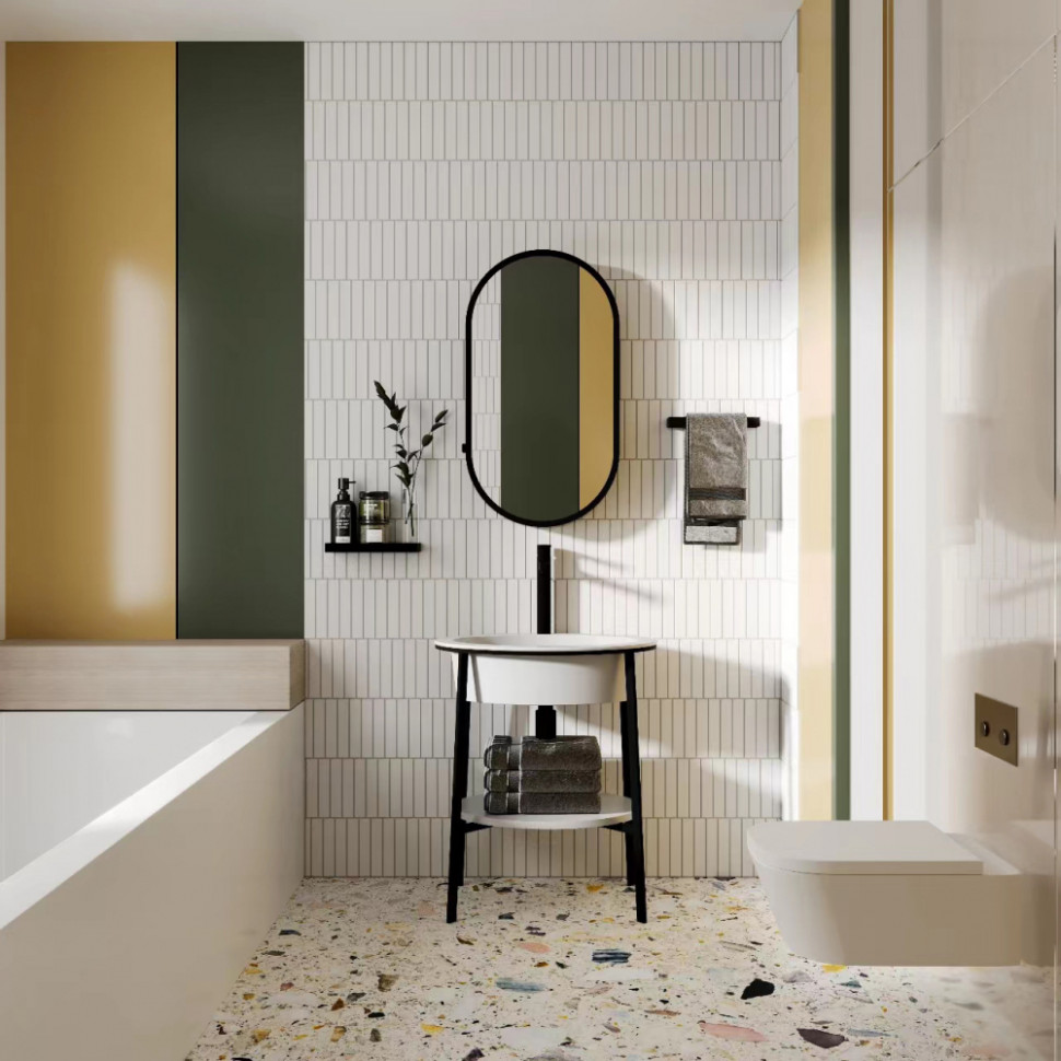 Консоль с керамической раковиной ABBER Bequem AC2131MW белый матовый