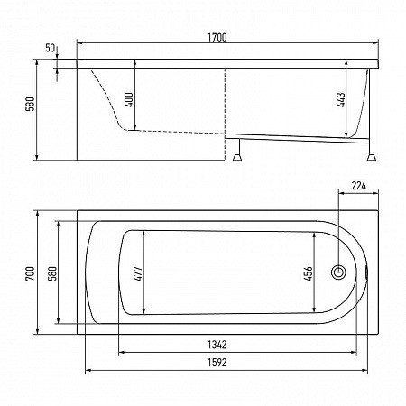 Ванна акриловая прямоугольная Alex Baitler Michigan 170*70