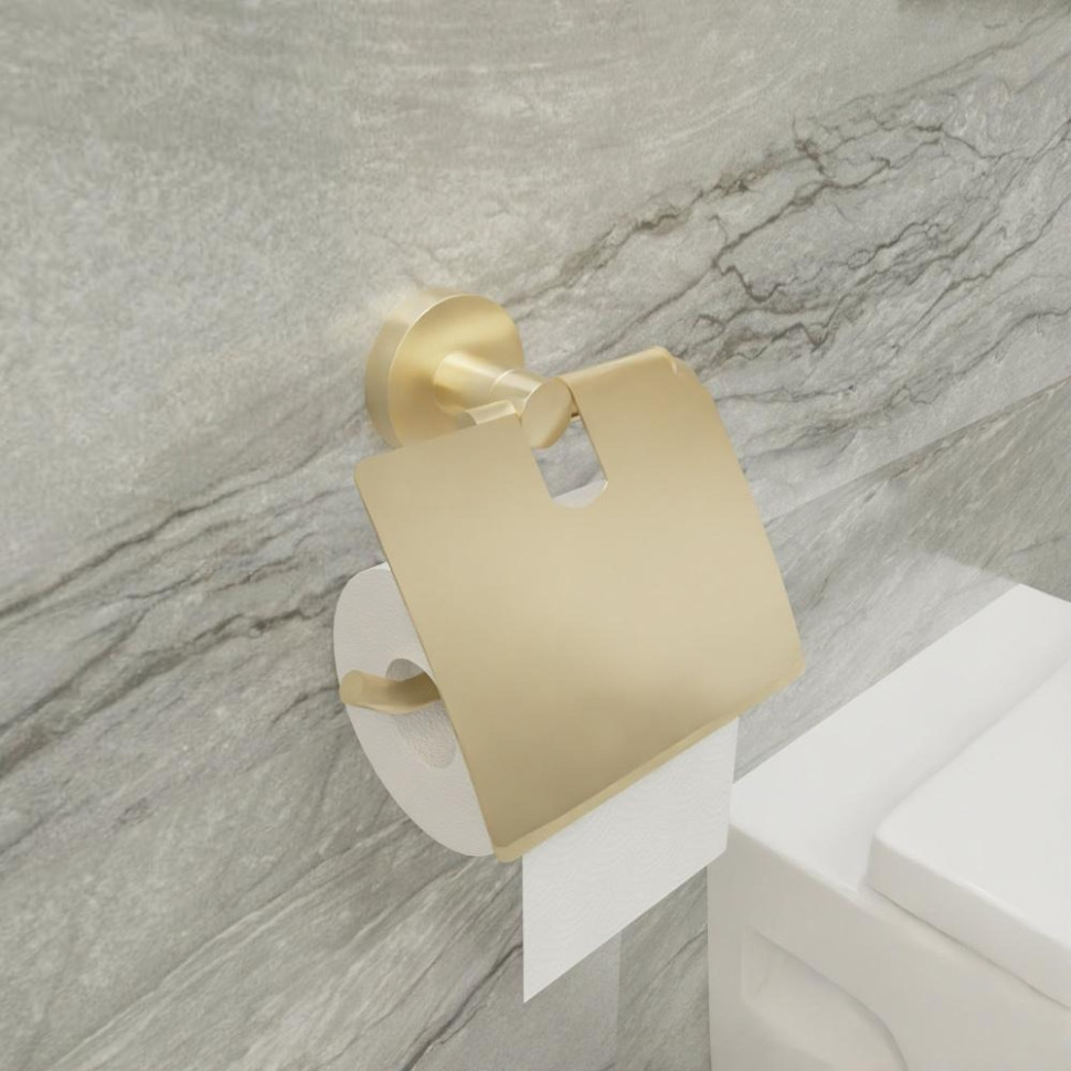 Бумагодержатель с крышкой FIXSEN "COMFORT GOLD" золото-сатин FX-87010
