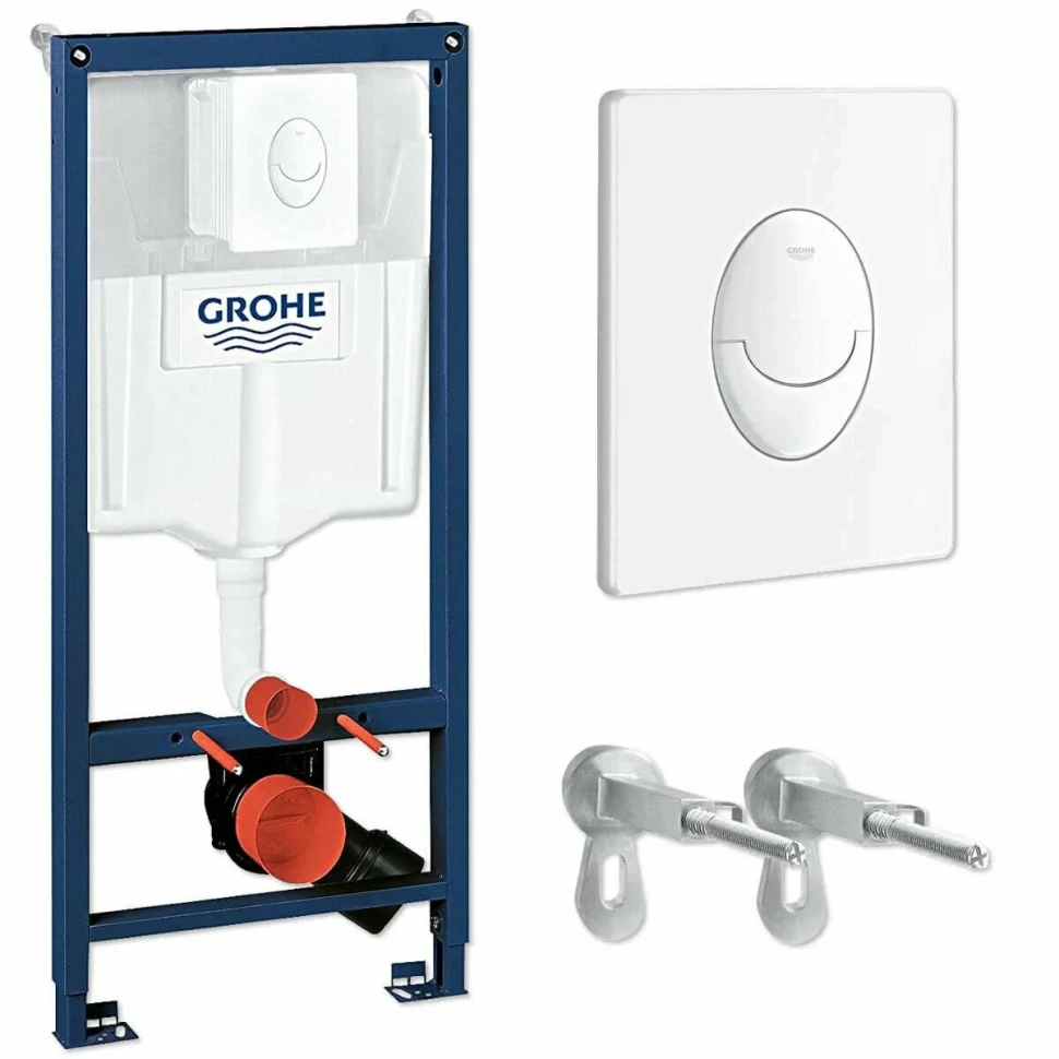 Инсталляция для подвесного унитаза, с кнопкой Skate Air (белая, овал) 3 в 1 Grohe