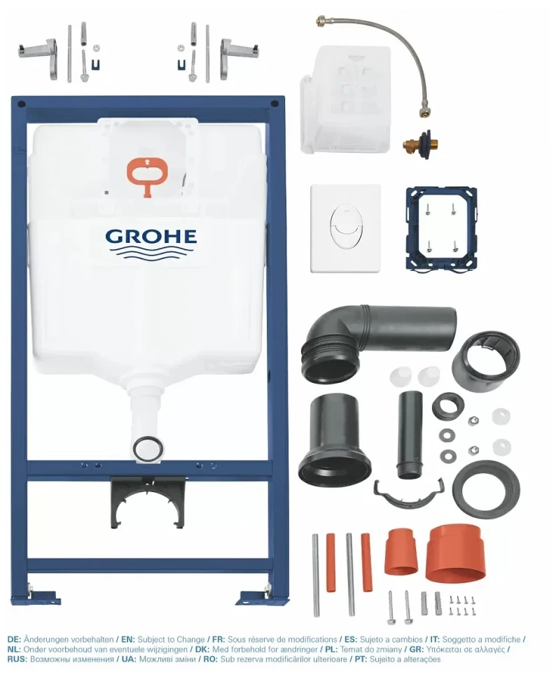 Инсталляция для подвесного унитаза, с кнопкой Skate Air (белая, овал) 3 в 1 Grohe