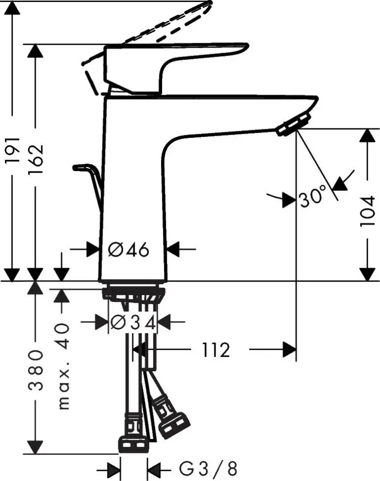 Смеситель для раковины с донным клапаном, бронза Hansgrohe Tallis New E 71710140