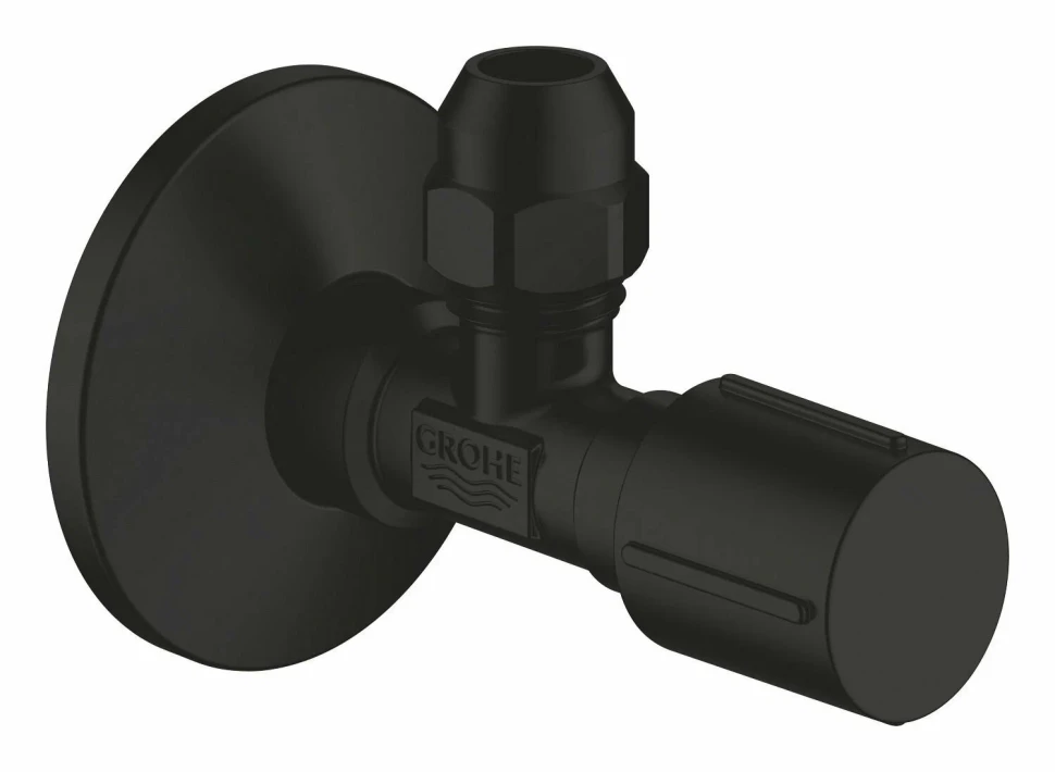 Угловой вентиль GROHE с металлической розеткой 1/2 х 3/8 матовый черный (220732430)