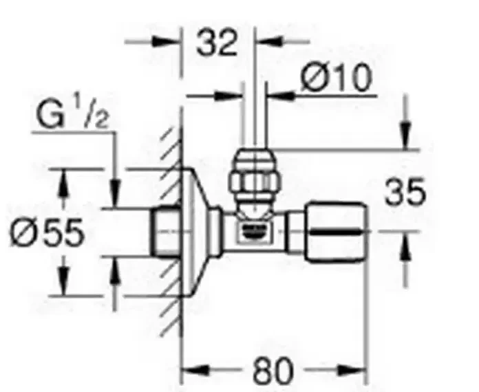 Угловой вентиль GROHE с металлической розеткой 1/2 х 3/8 матовый черный (220732430)