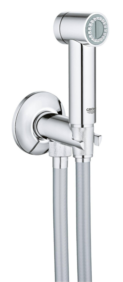 Гигиенический душ с угловым вентилем GROHE Sena Trigger Spray 35, 1 вид струи, хром, душевой шланг Silverflex 1250 мм (26332000)