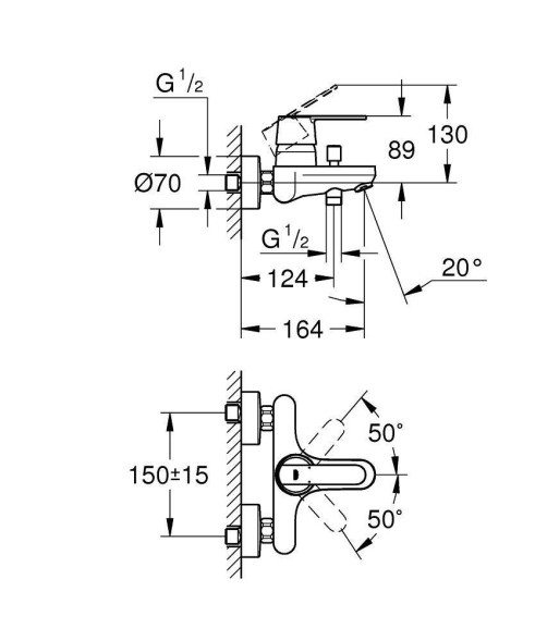 Смеситель однорычажный для ванны GROHE Get 32887000