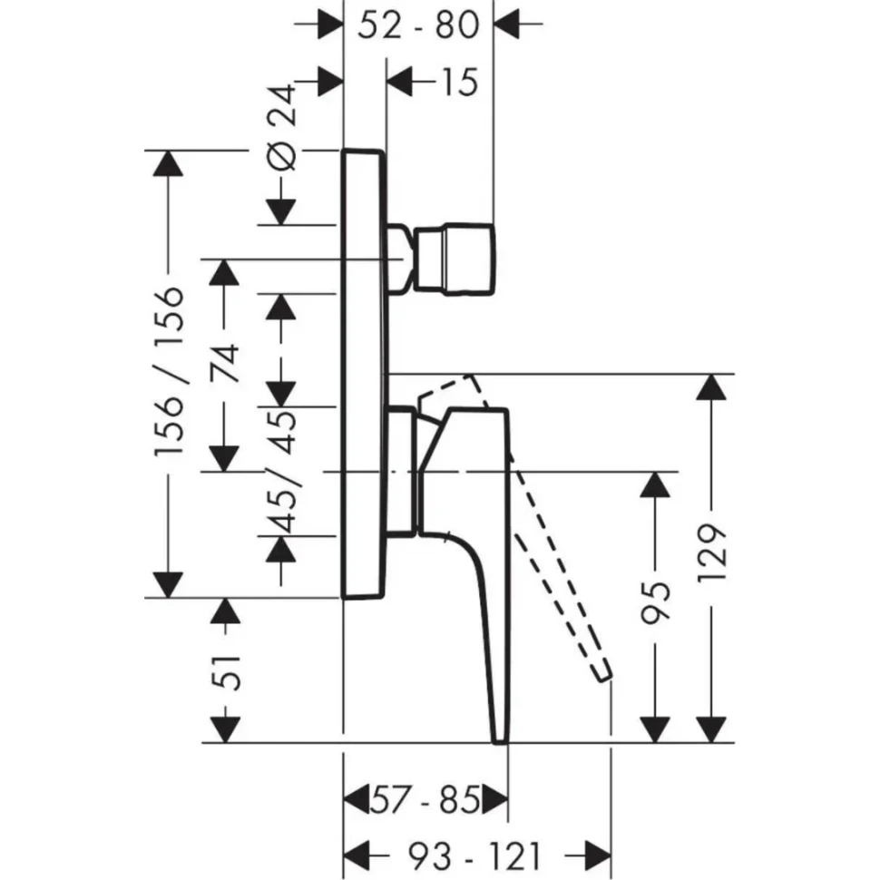 Смеситель для ванны, внешняя часть, белый Hansgrohe Metropol 32545700