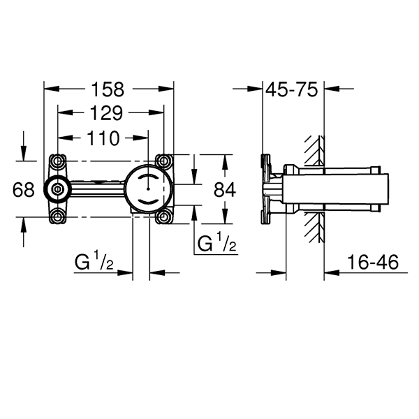 Скрытая монтажная часть для смесителя на 2 отверстия Grohe 23571000