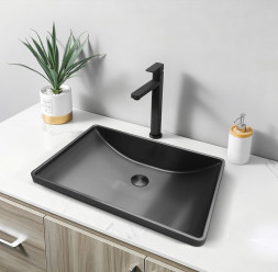 Раковина встраиваемая сверху ABBER Wasser Kreis AF2404MB черная матовая