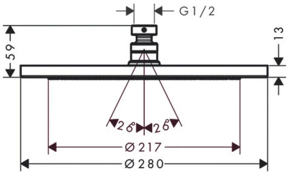 Верхний душ 280, черный Hansgrohe Croma 26220670