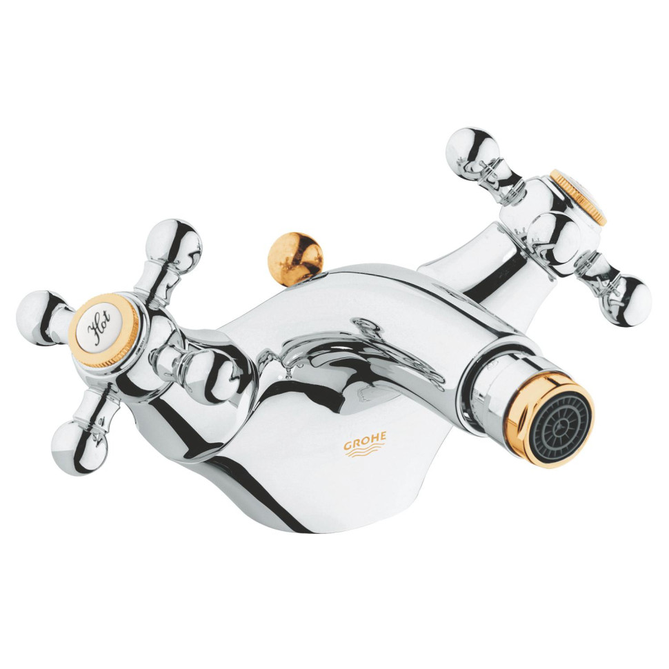 Смеситель для биде с донным клапаном, золото/хром Grohe Sinfonia 24003IG0