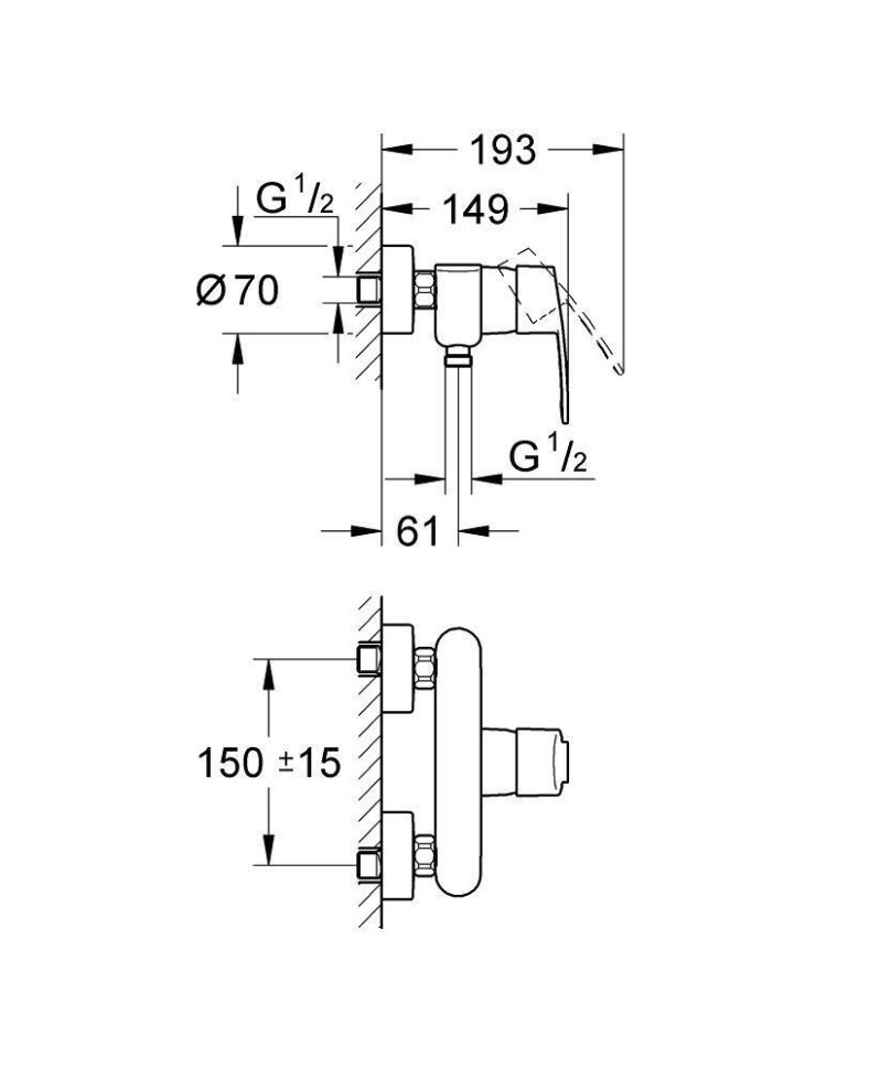 Смеситель для душа с подключением шланга GROHE EuroStyle Cosmopolitan 33590002