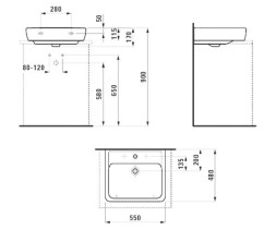 8179510001041 УМЫВАЛЬНИК НАКЛАДНОЙ LAUFEN PRO 55
