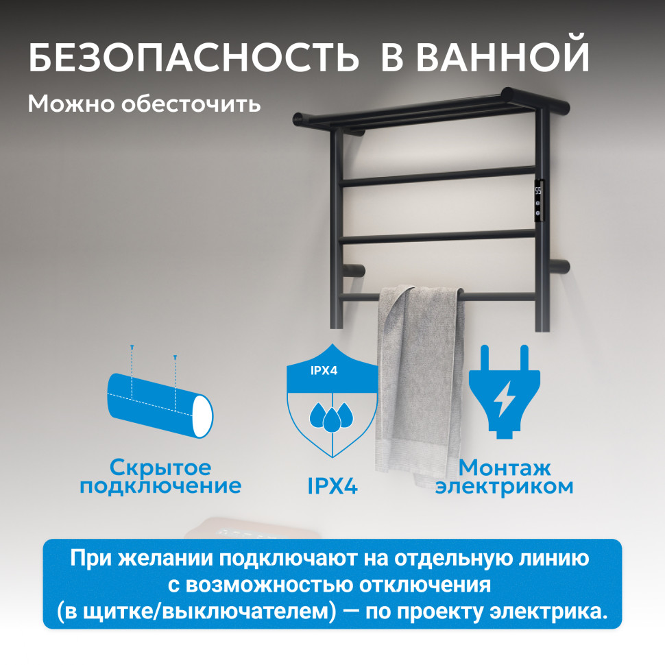 Полотенцесушитель электрический ABBER Standard AH4614MB черный матовый