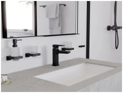 Дозатор жидкого мыла с держателем, черный Hansgrohe AddStoris 41745670