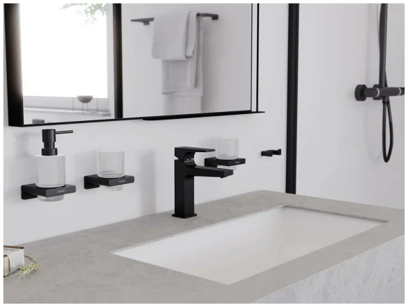 Дозатор жидкого мыла с держателем, черный Hansgrohe AddStoris 41745670