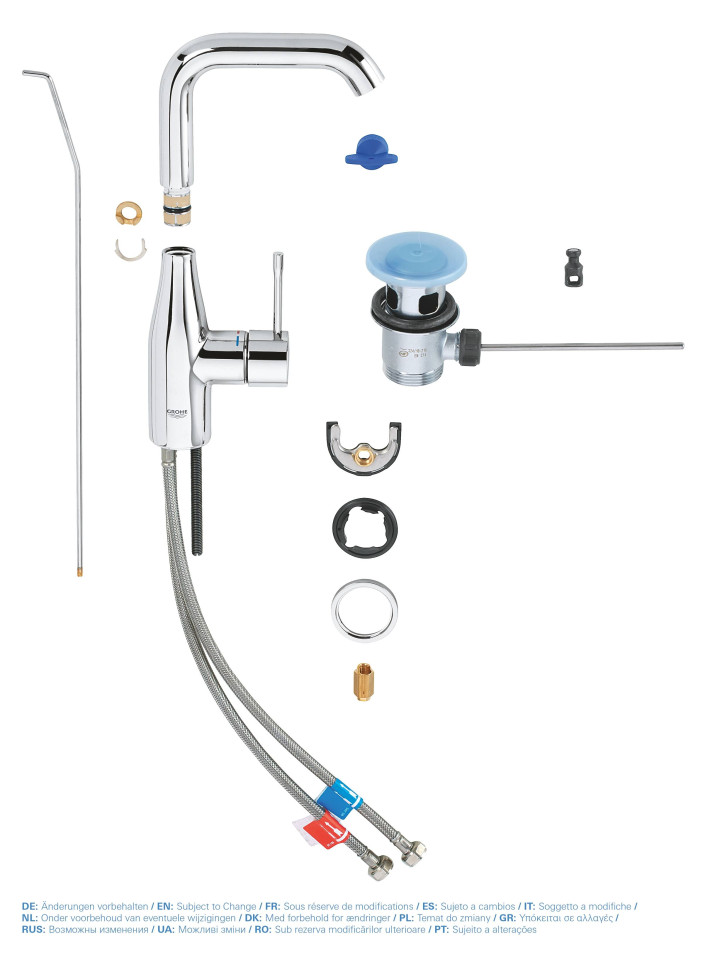 Смеситель для раковины с донным клапаном, размер L, хром Grohe Essence 32628001