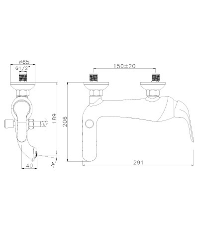 LM5402BG Свон Смеситель для ванны с коротким изливом, черный/золото (к/к 6)