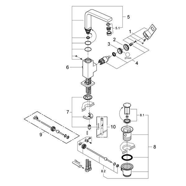 Смеситель для кухни GROHE EuroCube L-Size, боковой 23135000
