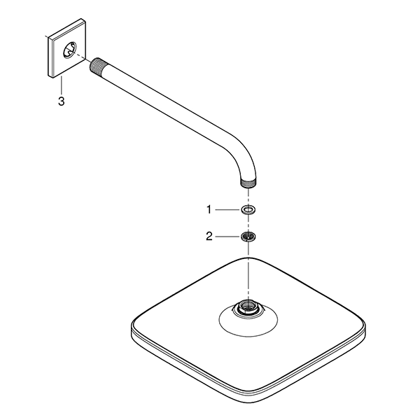 Верхний душ, квадратный, кронштейн 380, хром Grohe Tempesta 250 Cube 26682000