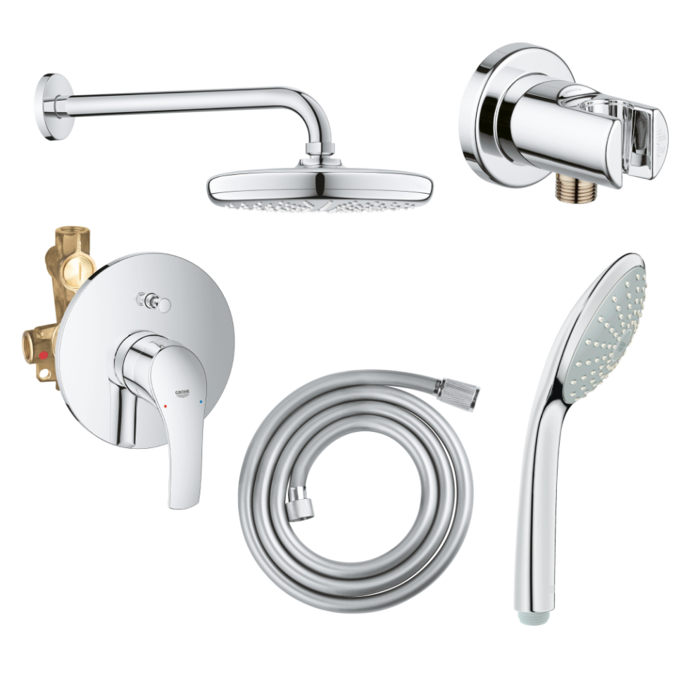 Душевая система 210, с душевым гарнитуром и верхним душем, хром Grohe Tempesta Eurosmart 124440