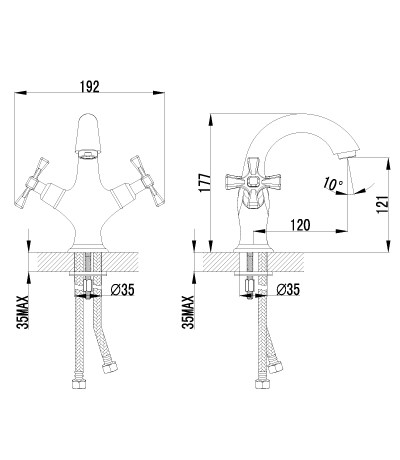LM2506C Бенефит Смеситель для умывальника монолитный, хром (к/к 8)