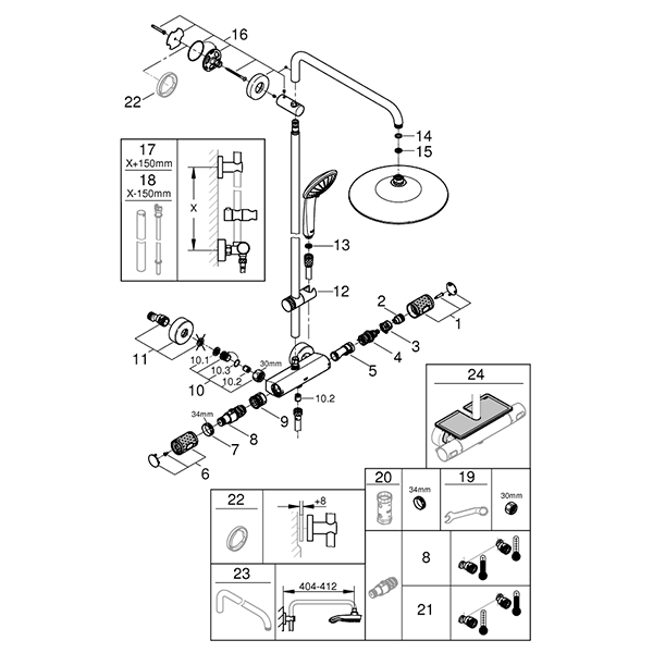 Душевая система с термостатом для душа, хром Grohe Euphoria 260 CoolTouch 27296003