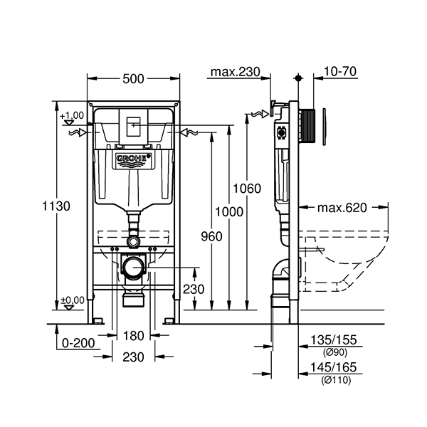 Grohe рамная инсталляция Rapid SL 38772001