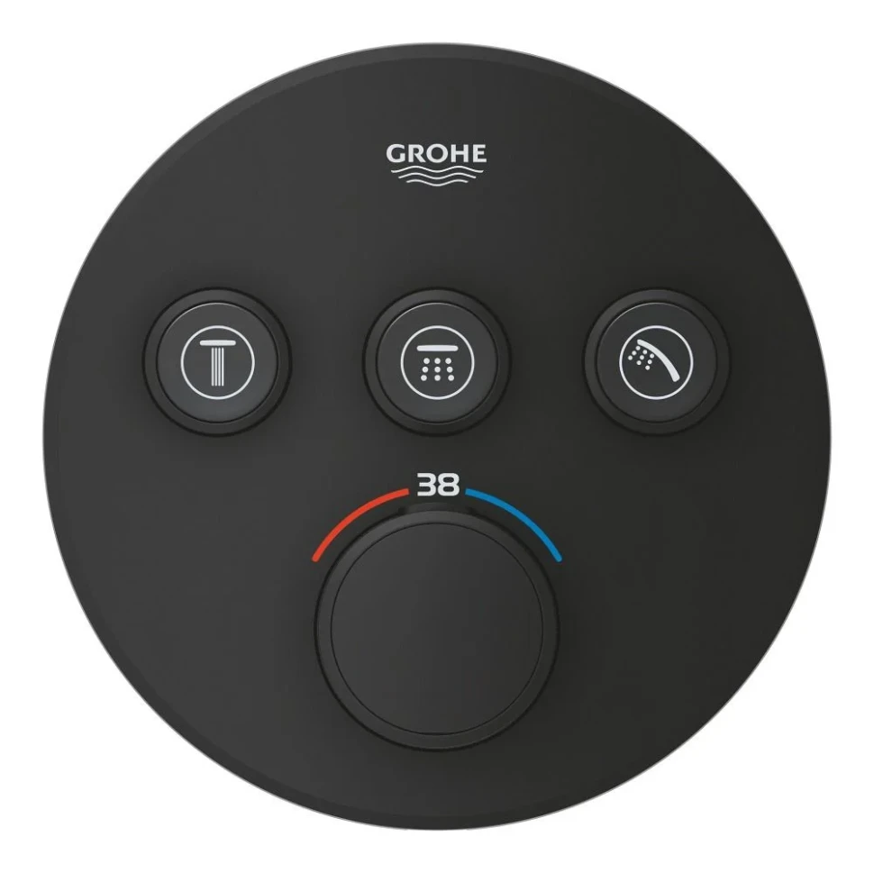 Термостат для ванны, встраиваемый, на 3 выхода, черный матовый Grohe Grohtherm 29508KF0