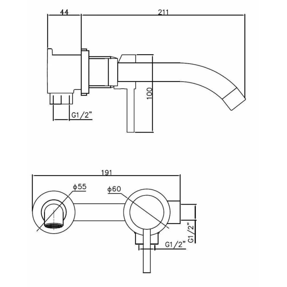 Смеситель для раковины, встраиваемый, на 2 отверстия, золото ESKO SM28 GLD