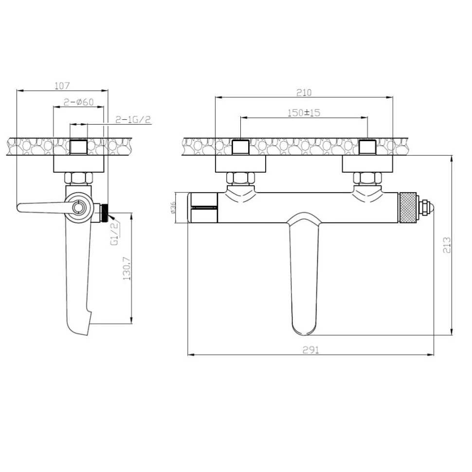 Смеситель для ванны, черный ESKO Bangkok Black BG54B