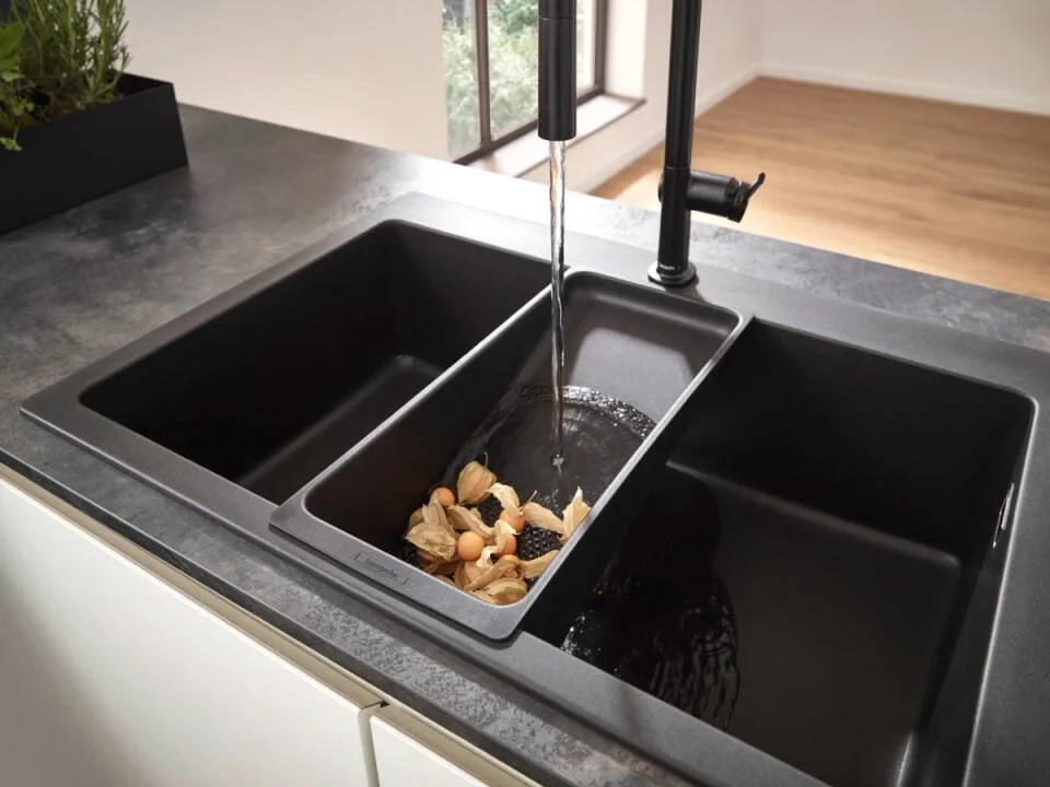 Мойка S51, композитная, с крылом, 510х1050, черный гранит Hansgrohe 43314170
