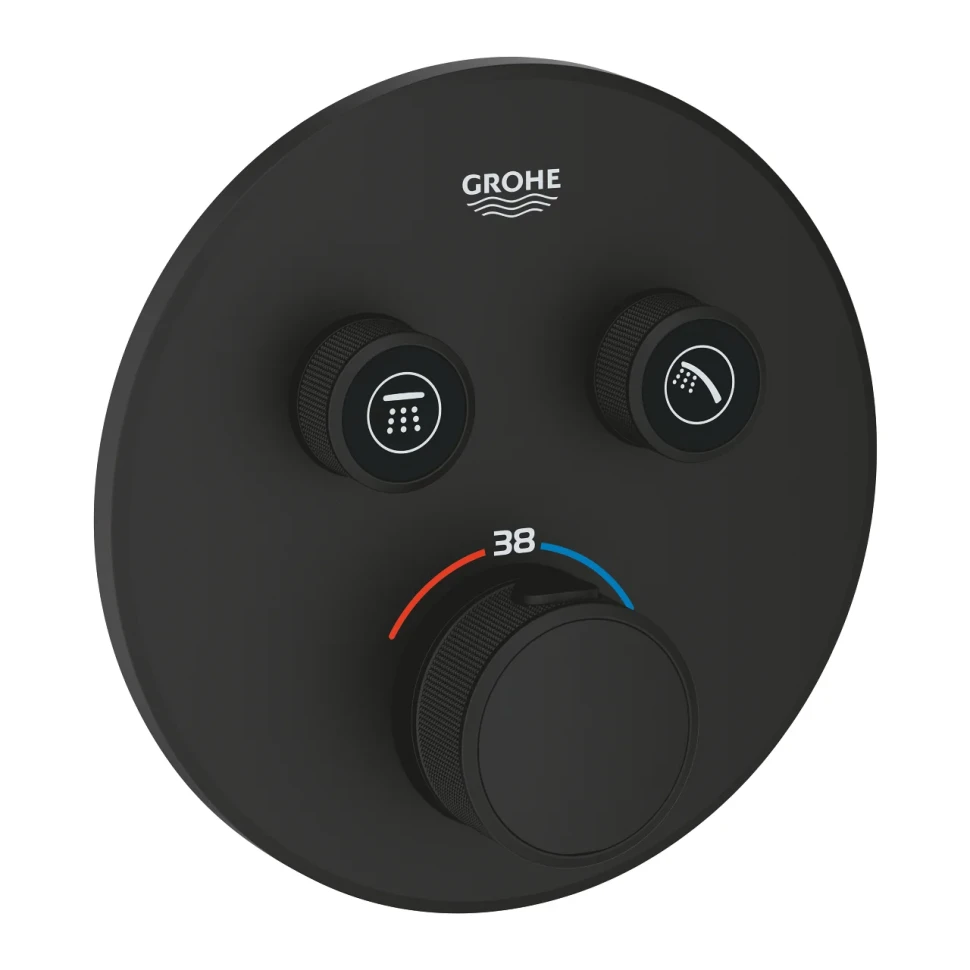 Термостат для душа, встраиваемый, на 2 выхода, черный матовый Grohe Grohtherm 29507KF0