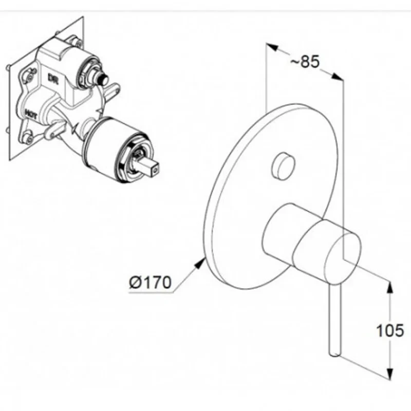 Смеситель для ванны и душа, встраиваемый, хром Kludi Bozz Push&Switch 386590576
