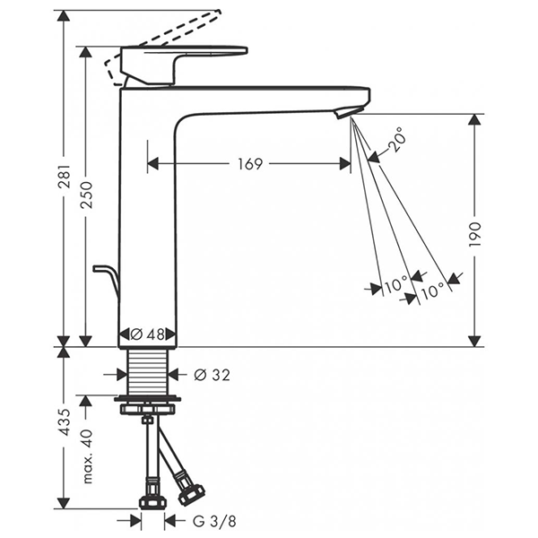 Смеситель для раковины 230, с донным клапаном, черный Hansgrohe Vernis Blend 71552670